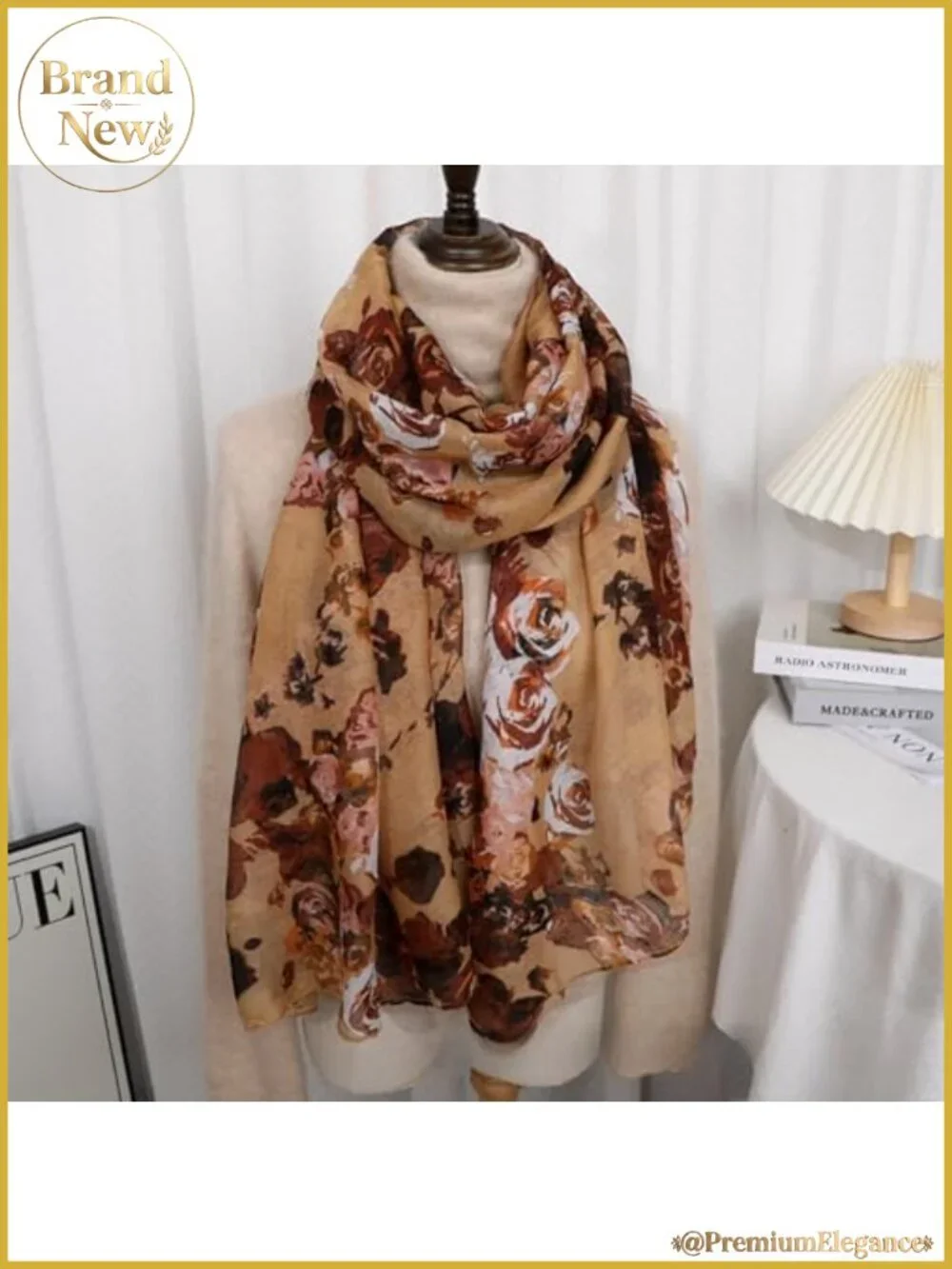 Floral Printed Scarf Lightweight Cotton Polyester Shawl Wrap